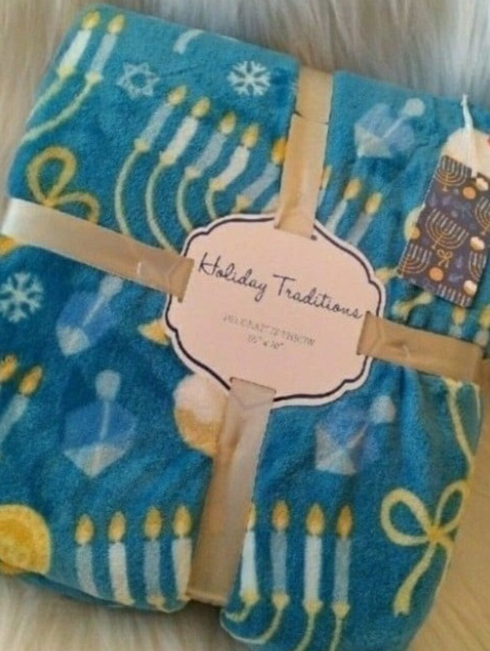 Hanukkah BLANKET Plush Blanket Large 50"x70” Oversized Throw Blanket NWT